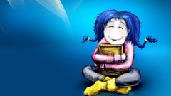 Woman blue hair drawings