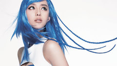 Woman blue hair Fan
