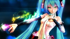 Woman blue hair hatsune miku vocaloid