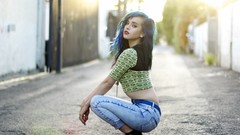 Woman blue hair models