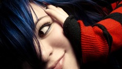 Woman blue hair models