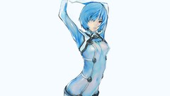 Woman blue hair neon genesis evangelion ayanami rei Simple 