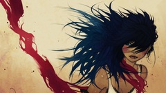 Woman blue hair piercings illustrations artwork