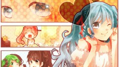 Woman blue hair pink hair long hair blue eyes hatsune miku 