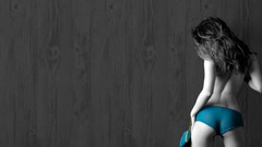 Woman blue panties nude