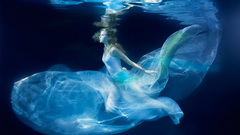 Woman blue underwater