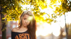 Woman blurred long hair brunettes piercings