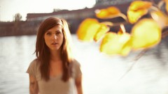 Woman blurred outdoors tattoos brunettes