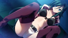 Woman blush anime girls boots blue eyes bra game cg underwear