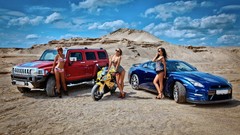 Woman BMW bikini cars