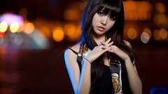 Woman bokeh asians long hair bangs models HDR Photography