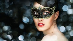 Woman bokeh masks Venetian masks