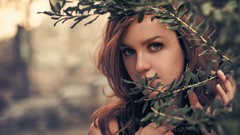 Woman bokeh redheads portraits