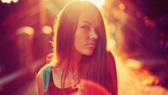 Woman bokeh sunlight long hair lens flare brunettes Natali 