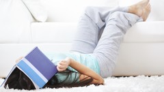 Woman Books couch