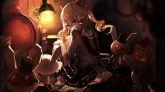 Woman Books dress blondes long hair anime girls indoors animal 