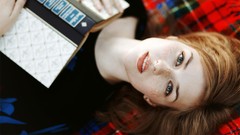 Woman Books freckles models lying down redheads pale skin