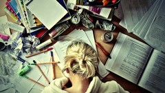 Woman Books Students studying workstation