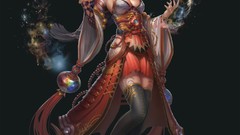 Woman boots cleavage mage artwork fantasy art Simple Background 