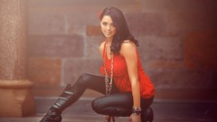 Woman bracelets boots brunettes necklaces leather boots