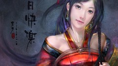 Woman braids artwork chinese dress