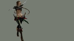 Woman braids Daggers artwork fantasy art Simple Background