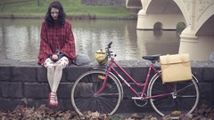 Woman Bridges Bicycles rivers