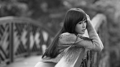 Woman Bridges monochrome asians long hair models