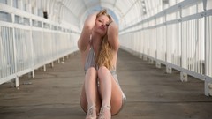 Woman Bridges outdoors blondes lg Fame Girls Ella-Famegirls 