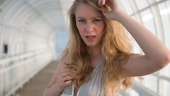 Woman Bridges outdoors blondes lg Fame Girls Ella-Famegirls 