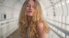 Woman Bridges outdoors blondes lg Fame Girls Ella-Famegirls 