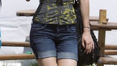 Woman British Actress brunettes emma watson denim shorts