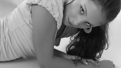 Woman brown eyes brunettes Michaela grayscale