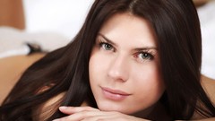 Woman brown eyes brunettes portraits