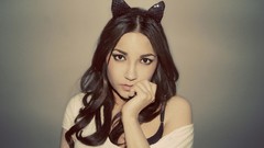 Woman brown eyes brunettes Simple Background 