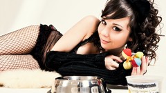 Woman brown eyes brunettes teen necklaces Ariel Rebel