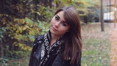 Woman brown eyes Leather Jacket