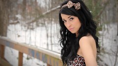 Woman brown eyes piercings black hair femme