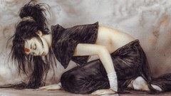 Woman brown oriental digital art luis royo fantasy art