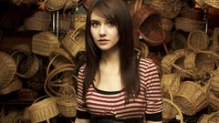 Woman brunettes amateurs striped clothing