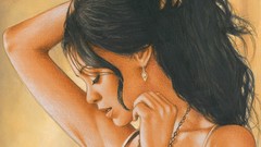 Woman brunettes artwork