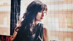 Woman brunettes bangs