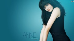 Woman brunettes bangs anne hathaway Simple Background