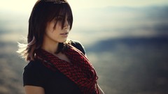 Woman brunettes bangs garrett meyers