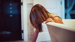 Woman brunettes bathtubs
