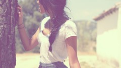 Woman brunettes black hair