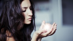 Woman brunettes black hair portraits