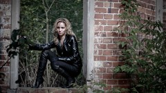 Woman brunettes bra panties boobs