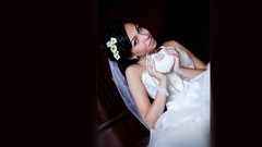 Woman brunettes brides white dress