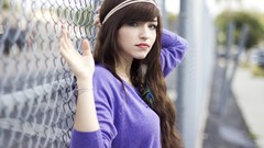 Woman brunettes Chain Link Fence Mandee Leslie